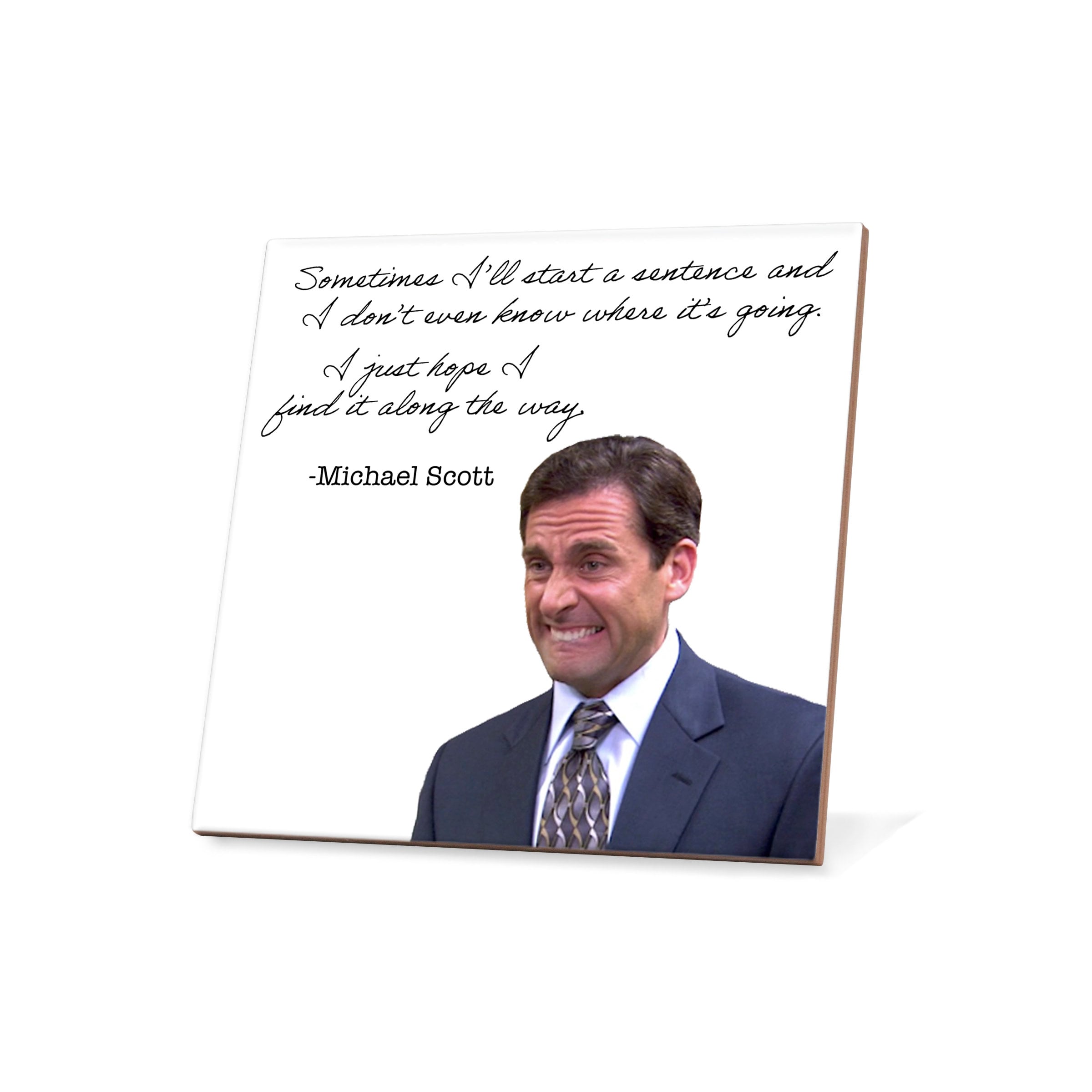 Michael Scott Sometimes I Start A Sentence The Office Michael Scott Funny Ceramic Coaster Sometimes | Etsy
