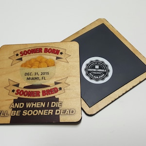 Oklahoma Sooner Football &quot;Sooner Born Sooner Bred&quot; Coaster / Magnet Orange Bowl 2015 2016 Sooners OU