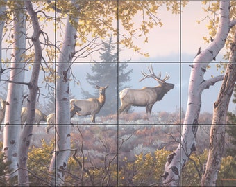 Through The Aspens By The Hautman Brothers  Tile Mural Backsplash, Kitchen Home Décor,  Tile Artwork  Decorative Tiles, Ceramic Tile Mural