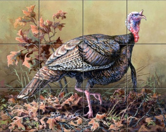 Autumn Turkey By James Pollreisz Tile Mural Backsplash, Kitchen Home Décor, Artwork on Tiles, Decorative Tiles, Ceramic Tile Mural, USA Made