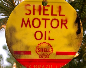 Shell Motor Oil Can ceramic Christmas Ornament, 2022 Comes with gift box and ribbon -  Ready to ship