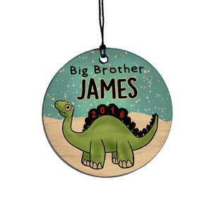 Big Brother Dinosaur Christmas Ornament, Personalized Wooden Year ornament Ornament
