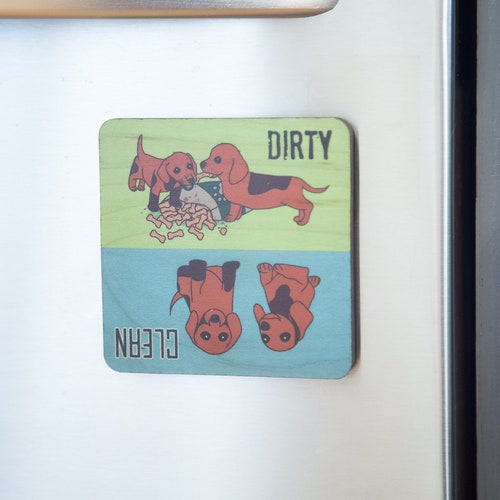 Clean Dirty Dishwasher Dog Design Washed Clean Etsy