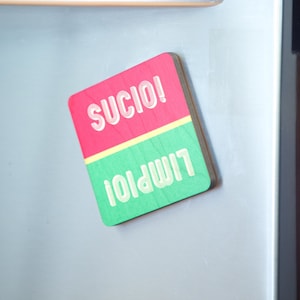Spanish Dirty Clean Dishwasher Magnet Sign, Spanish Flag, Limpioi, Sucioi