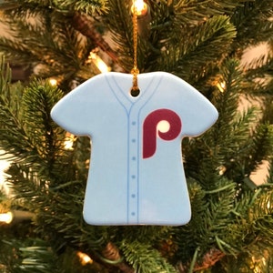 Philadelphia Phillies Throwback Jersey ceramic Christmas Ornament, 2022 World Series, Philly Fever National League Champions - Ready to ship