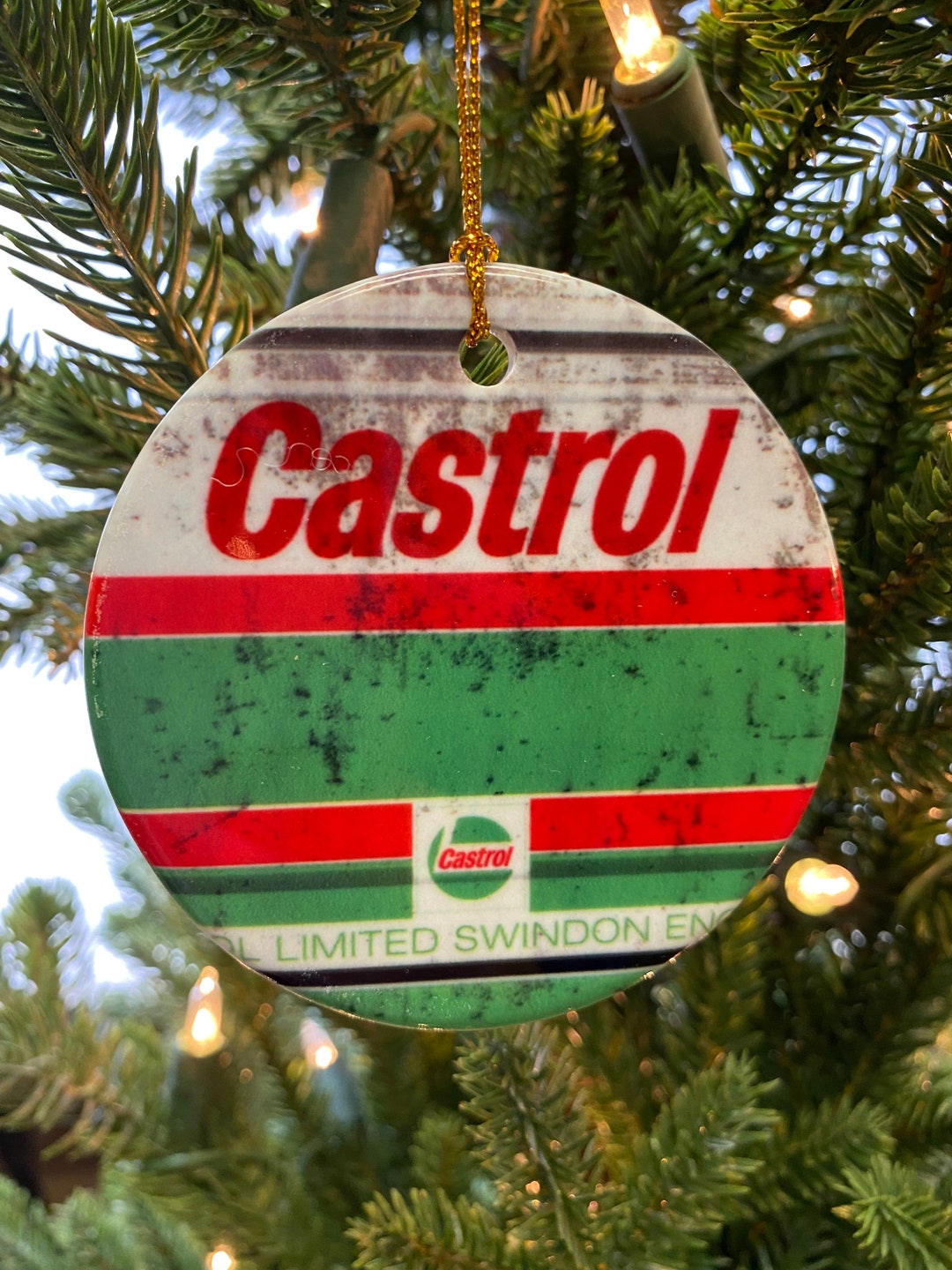 Castrol Oil Can Ceramic Christmas Ornament, 2021 Comes With Gift Box