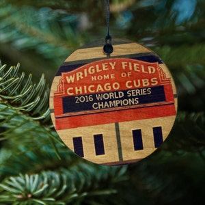 Cub World Series Ornament  2016 Wood Christmas Ornament, Baseball Tree Ornaments