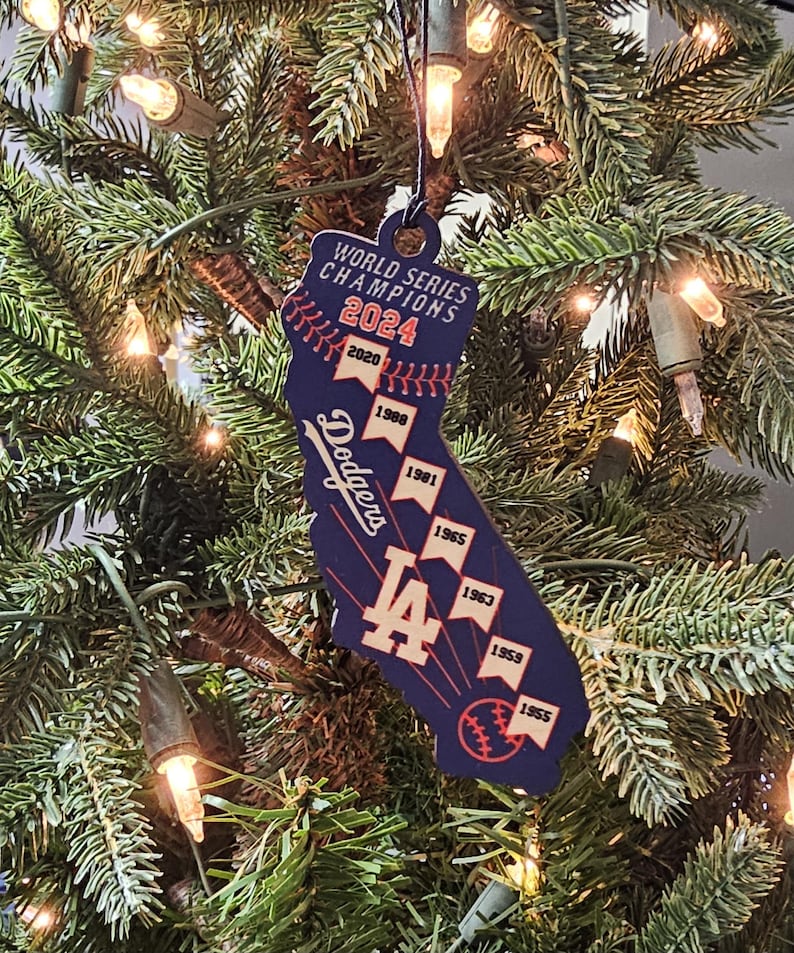 2024 World Series Champions, 4 Wood California Shaped Ornament Ready