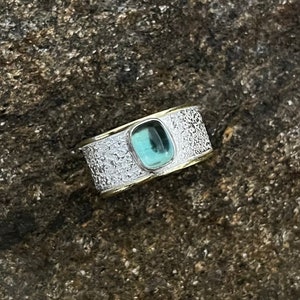 Gold, silver and tourmaline ring