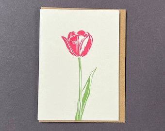 Karta Tulip - Kartki z kwiatami - Kartka z nadrukiem wypukłym - Karty z nadrukiem wypukłym - Małe kartki z notatkami - Tulip - kwiaty wiosenne - kwiaty