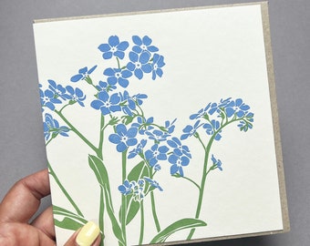 Forget-me-not Card - Contemporary card- Spring Flower Card - Greeting Card - Floral card - Birthday Card - Letterpress Forget-me-not card