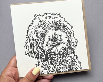 Cockapoo Dog card - Birthday Card - Letterpress Cards - Cockapoo Card - Cockapoo Puppy - Dog card - Art Greeting Cards  - Cockapoo fan