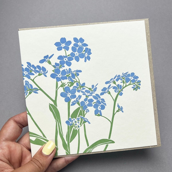 Forget-me-not Card - Contemporary card- Spring Flower Card - Greeting Card - Floral card - Birthday Card - Letterpress Forget-me-not card