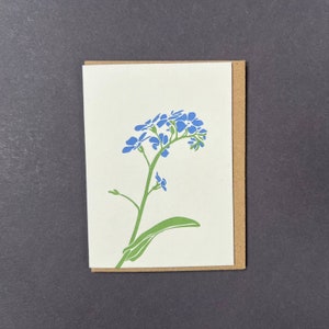 Non ti scordar di me - Biglietto di auguri floreale - Stampa tipografica - Biglietti piccoli - Fiori primaverili - Etichetta regalo - Ricordo - Non dimenticato - Grazie
