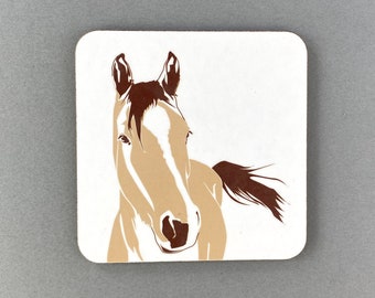 Pale Horse coaster - animal coasters - Horse lover - Farm gift  - tea coaster - small gift - Melamine coaster - made in the uk - coaster set