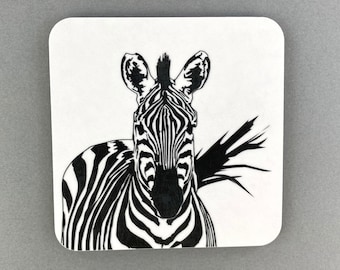 Zebra coaster - tea set - small gift - Melamine - made in the uk - New home - Housewarming - Birthday gift - Safari - Kids gift - Animals