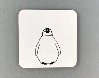 Penguin coaster - cute Baby Penguin - Baby Emperor Penguin - tea coaster - small gift - Melamine coaster - made in the uk - coaster set