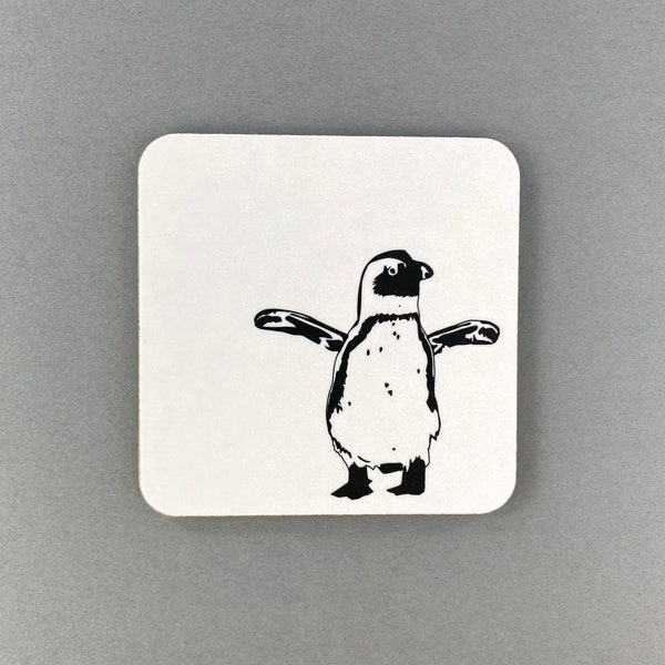 Penguin coaster - African Penguin - tea coaster - small gift - Melamine coaster - made in the uk - coaster set