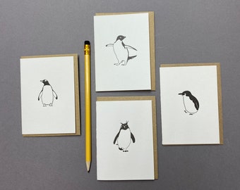 penguin notecards - thank you card pack - Letterpress note cards - Penguin note Cards - Small Note Cards - note card set - little notecards
