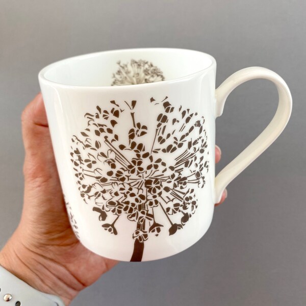 Allium mug - Seed head gift - Alliums - Made in the UK -  Fine bone china - Small Gift - Gardening gift - New home - Birthday gift