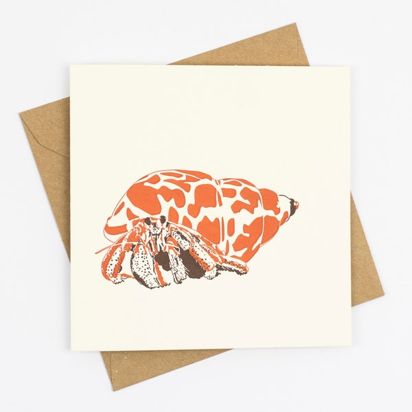 Hermit crab card - New House - New Home - Birthday - Letterpress Cards - Art Greeting Cards - Moving - Housewarming - Humour - Christmas