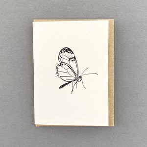 Carte papillon Glasswing - Cartes typographiques - Carte de remerciement - étiquette cadeau pour un cadeau - Anniversaire - Juste parce que - Je pense à vous -
