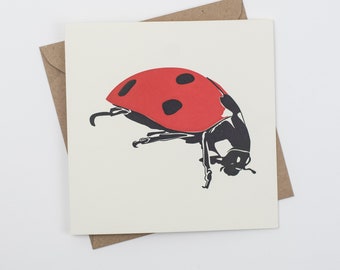 Ladybird card - Birthday Card - Letterpress Cards - red ladybird print - Art Greeting Cards -  Lovebug - Valentines - Thank you - Love card