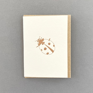 Coccinella - Biglietto coccinella - Bronzo metallizzato - Biglietto insetto - Biglietti tipografici - Biglietti di ringraziamento - Stampa tipografica - Etichetta regalo - Biglietto insegnante