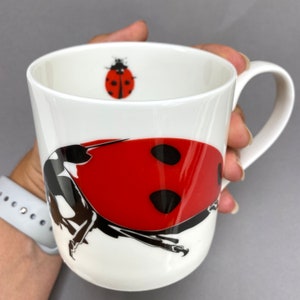 Ladybird Mug -  Insect - Ladybug Lover - Birthday Gift  - screen printed fine bone china - Small Gift - Teacher gift - Fathers day