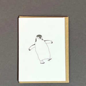 Biglietto pinguino sottogola - Biglietto piccolo - Vuoto - Stampa tipografica - Etichette regalo pinguino di Natale - Compleanno - Grazie - Semplicemente perché