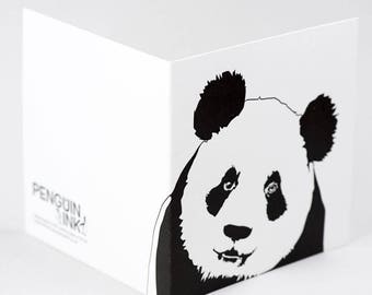 Carte panda - amoureux des animaux - cartes de remerciement - cartes d'anniversaire - cartes vierges - un ami rare - carte de bonne chance - fête des pères