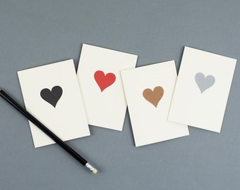 Love Heart Classic card pack - Heart Letterpress -Heart set - Small Notes - Heart multipack - Love notes - Thank you - Thinking of you