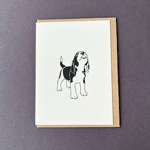 Beagle-Welpe Karte - Dankeskarten - Letterpress Note Kärtchen - Kleine Karte - Geburtstagskarte - Geschenkanhänger - Lehrerkarte