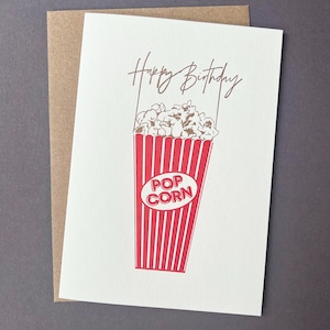 Happy Birthday Karte - Film Geburtstag Geburtstag - Letterpress - Für Kinder - Für Erwachsene - Popcorn - Geburtstag Film Karte - Film Liebhaber Karte - Unikat