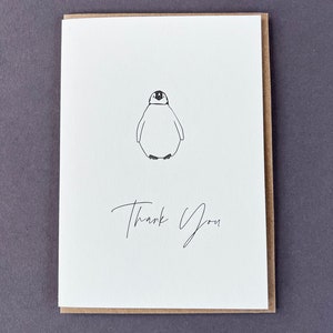 Cadeau de naissance, carte de remerciement, impression typographique, pingouin empereur, nouvelle carte de naissance, baby shower, pingouin, remerciement, Noël mignon