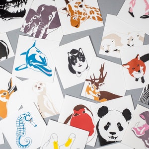 Cartes typographiques - Cartes vierges - Jeu de cartes vierges - Jeu de cartes animal - Encre de pingouin - Cartes d'anniversaire - Merci - Noël