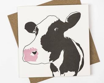 Cow Card - Funny card for friend - Birthday Card - Thank you card - Farm Animals - Card for a Farmer - Dairy Cow - note card - handmade card