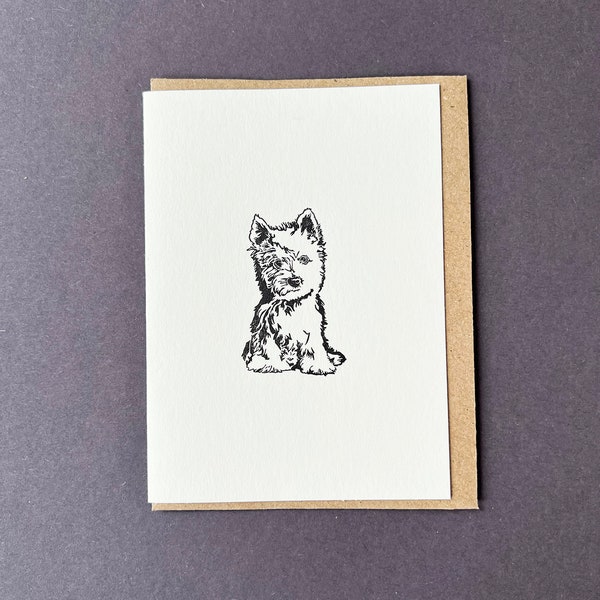Westie card - thank you card - Westie dog gifts - West Highland Terrier - Teacher - Letterpress - Gift tag - Dog walker - birthday card