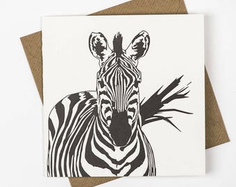 Thank you Card - Zebra Print Card - Luxury Cards - Animal Card - Kids birthday - Letterpress - Zebra Card - Fathers day - Birthday