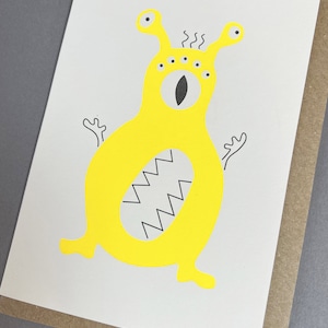 Kindergeburtstagskarte - Kinderkarte - Alien Karte - Acht - Einzigartige Karte - Lustig - Albern - Weltraummonster - Alterskarte - Zahl