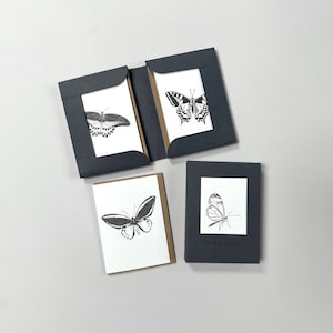 Schmetterlingskarten-Set - Schmetterlingskarte - Insekten - Schmetterlinge - Letterpress - Dankeschön-Kärtchen - Letterpress kleine Kärtchen - Geschenkanhänger