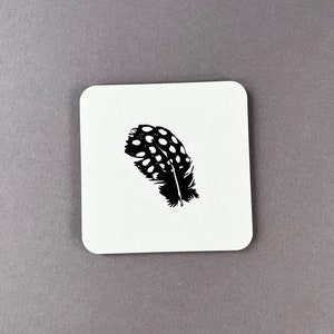 feather coaster - thinking of you gift - Guinea Fowl - coaster Gift - small gift - Melamine coaster - UK made - new home - Christmas gift