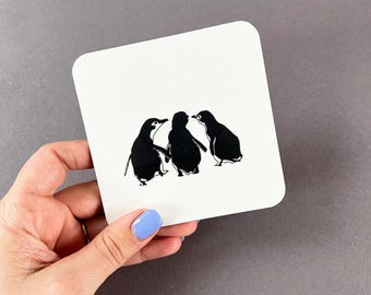 Pinguin Familie Untersetzer: UK Made Melamin, Winter Collection Art - Geburtstagsgeschenk - Neues Zuhause