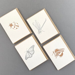 Thank you notes Metallic Insects Card Set Insects card bug cards letterpress Gift tags Gift cards Christmas note card bee image 4