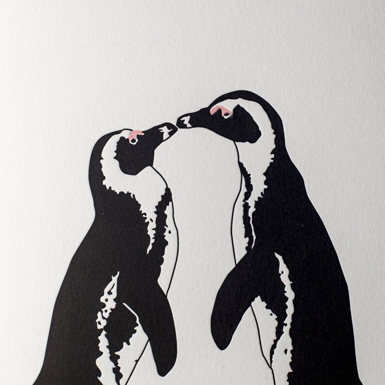 Anniversary card Christmas Love card Christmas for him Christmas for her African Penguin Card penguin love Penguin Love Card image 2