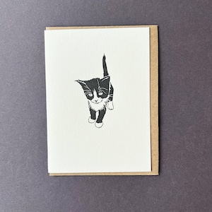 Carte chaton smoking - Carte de correspondance chaton mignon - Cartes de correspondance de typographie - Petites cartes de correspondance - Carte de chat - Carte de correspondance de minou - Noir et blanc