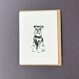 Zwergschnauzer Welpe - Dankeskarten - Letterpress Notiz - Kleine Karten - Hunde Karte - Geburtstagskarte - Geschenkanhänger - Zwergschnauzer