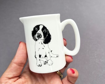 Springer 1/4 pint Kruik - Springer Spaniel Cadeau - Hondenliefhebber - melkkannetje - Verjaardagscadeau - fijne porseleinen kruik - Inwijdingsfeest - Klein cadeautje