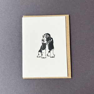 Biglietto Basset Hound - Regalo Basset - Cartoline tipografiche - Piccolo biglietto - Biglietto di ringraziamento per cani - Cucciolo carino - Etichetta regalo - Dog walker - Cucciolo Hush