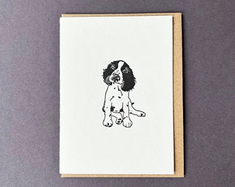 Letterpress Springer Spaniel Card: Dog Thank You or Birthday Note